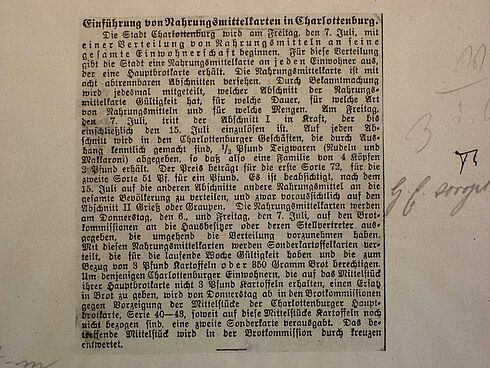 Nahrungsmittelkarten in Berlin-Charlottenburg, 1916