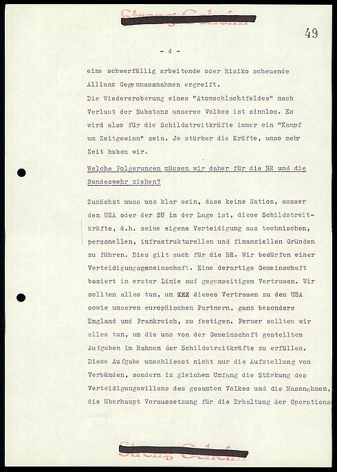 Ausarbeitung, BMVg, Leiter Fü B III: Atomare Bewaffnung der Bundeswehr, 8. Jan. 1959
