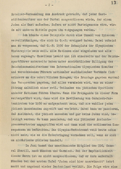 Karl Ritter von Halt, Präsident des Organisationskomitees der Winterspiele, in einem Schreiben an das Reichsinnenministerium vom 14. Mai 1935