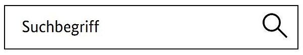 Grafik des Suchfeldes auf der BArch-Website mit Lupe und der Einblendung "Suchbegriff"