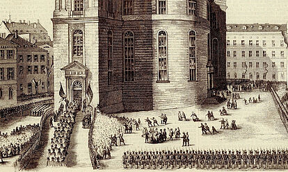 Bild des Einzugs der Nationalversammlung in die Paulskirche am 18. Mai 1848