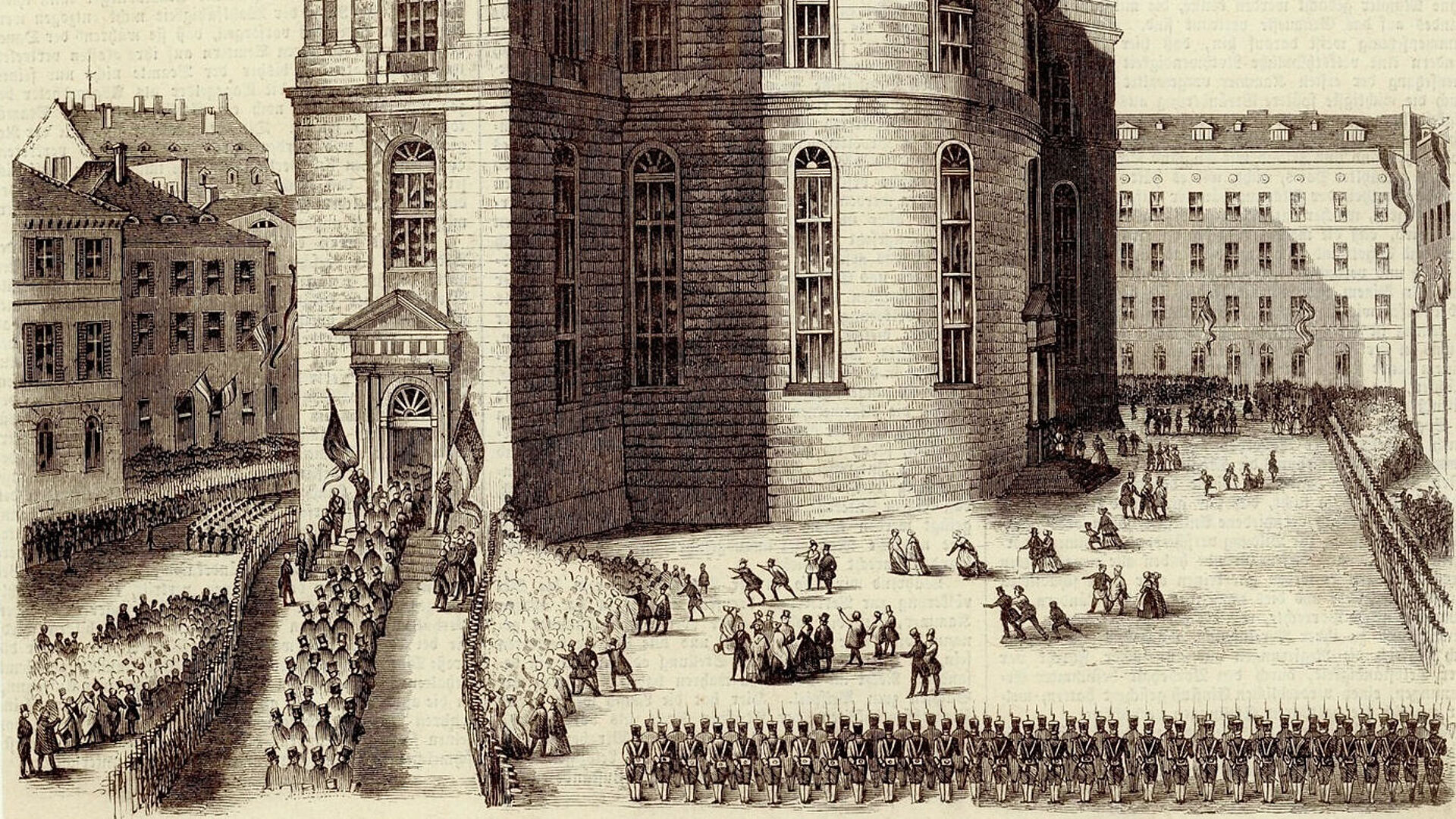 Bild des Einzugs der Nationalversammlung in die Paulskirche am 18. Mai 1848