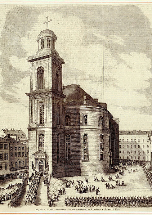 Bild des Einzugs der Nationalversammlung in die Paulskirche am 18. Mai 1848
