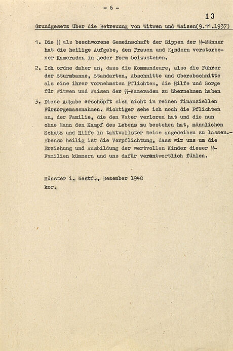 halbseitig bedrucktes Schriftdokument