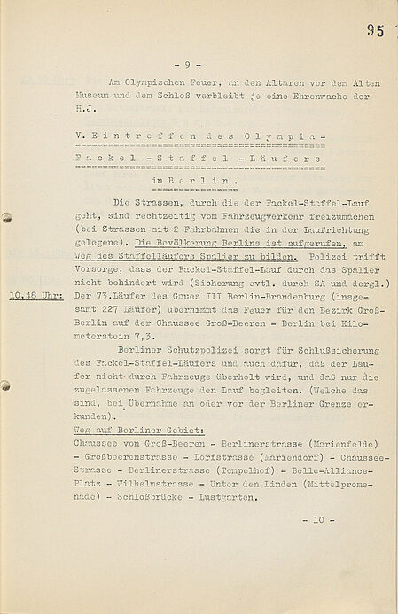 Minutenprogramm des Organisationskomitees für den Eröffnungstag der Olympischen Sommerspiele in Berlin am 1. August 1936 Minutenprogramm des Organisationskomitees für den Eröffnungstag der Olympischen Sommerspiele in Berlin am 1. August 1936