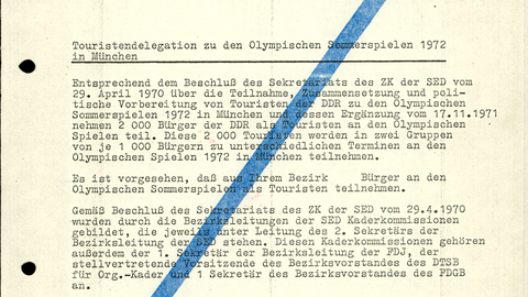 Befehl Erich Mielkes zur Zusammenstellung der Touristendelegation