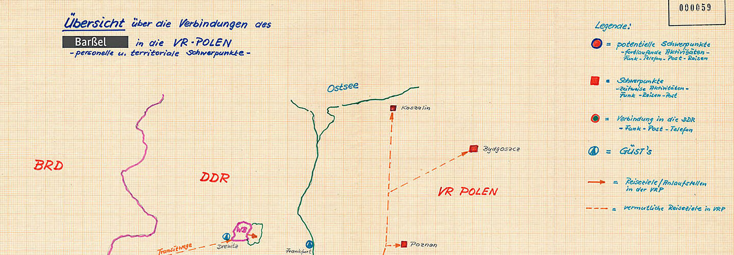 Übersichtskarte über die Verbindungen eines Amateurfunkers aus Niedersachsen in die VR Polen
