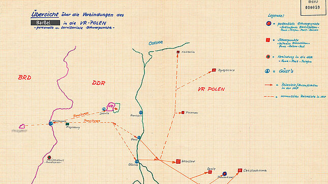 Übersichtskarte über die Verbindungen eines Amateurfunkers aus Niedersachsen in die VR Polen