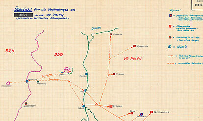 Übersichtskarte über die Verbindungen eines Amateurfunkers aus Niedersachsen in die VR Polen
