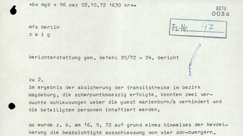 Berichterstattung gemäß Befehl 20/72