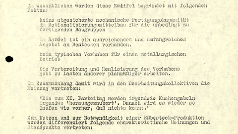 Information über die Fertigung von Edelstahlbestecken im VEB Stahl- und Walzwerk Riesa des VEB Rohrkombinat