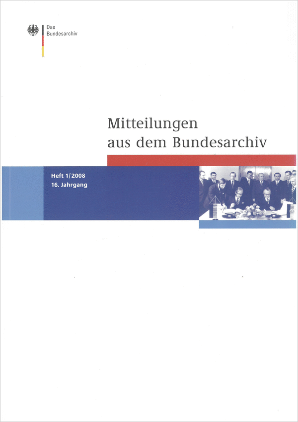 Cover der Mitteilungen aus dem Bundesarchiv (1/2008)