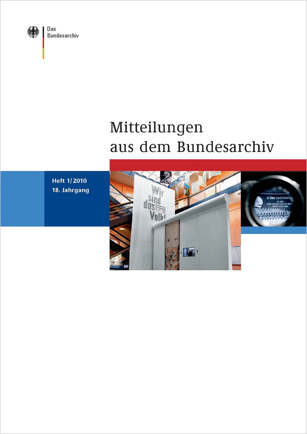 Cover der Mitteilungen aus dem Bundesarchiv (1/2010)