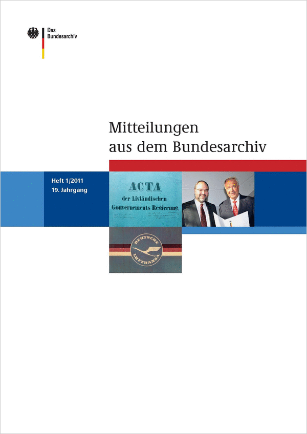 Cover der Mitteilungen aus dem Bundesarchiv (1/2011)