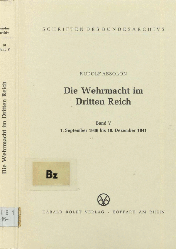 Cover der Publikation „Die Wehrmacht im Dritten Reich“ (Band 5)